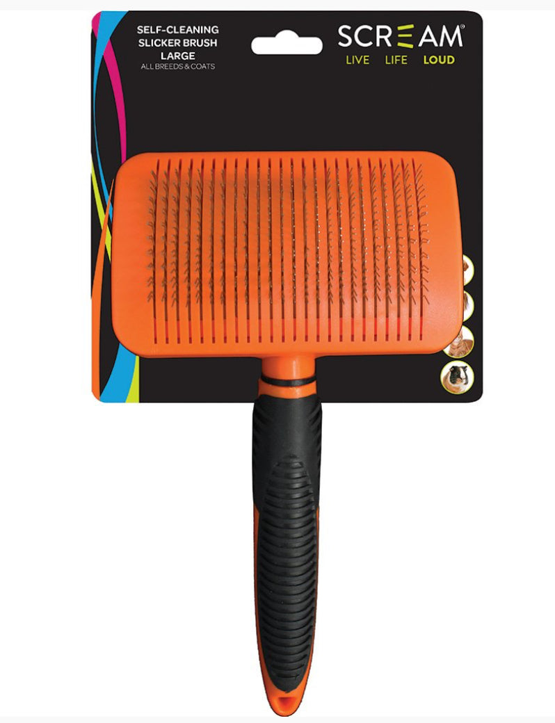 Scream self-cleaning slicker brush